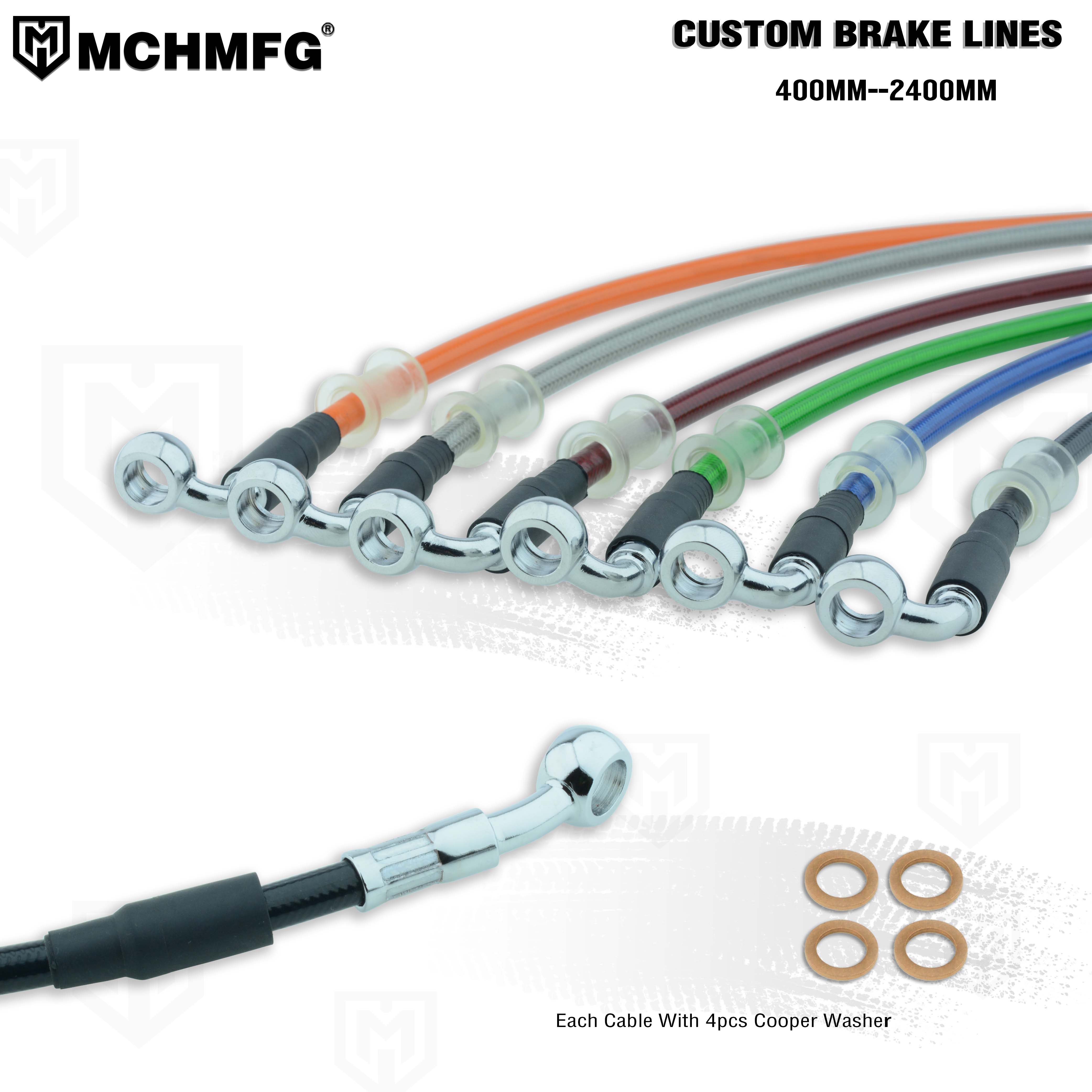 MCH Braided Brake Hose Moto M10 Banjo 28 90 Degrees Motorcycle ATV Hydraulic Clutch DOT Flexible Tube Line Oil Hose 400 2400mm