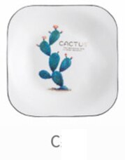 1 Pcs Square ceramic plate Ceramic Dinner Set Porcelain Dessert Plate Steak Salad Snack Cake Plates Tableware Cactus square dish: C Small