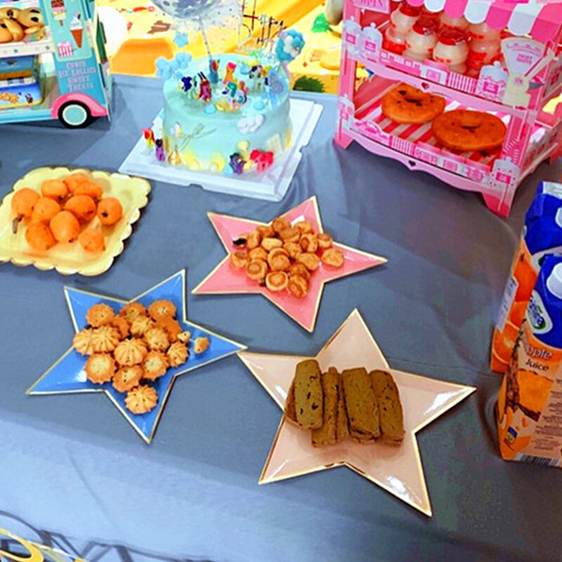 Wegwerp Servies Bruiloft Decoratie 8Pcs/1 Pack Effen Kleur Vijfpuntige Ster Papier Lade Verjaardagsfeestje Decoraties kids
