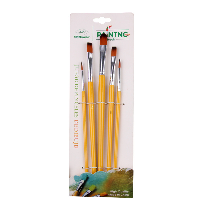 5 stk akvarel pensel træskaft nylon hår pen aluminium rør propylen maling kunst maler pensler forsyninger