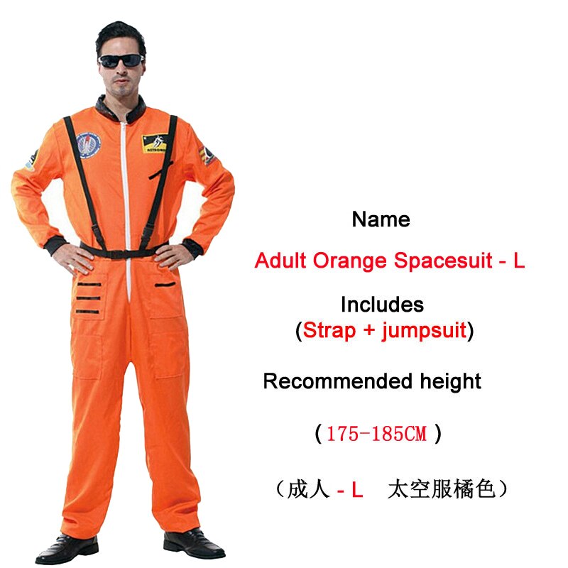 disfraz de Halloween para niños ropa de astronauta Ropa de baile máscara cosplay traje pilotos: Adult orange -L