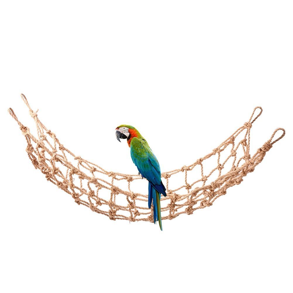 45 x 90cm papegøje klatring hamp reb fuglenet hængende legetøj bur stige siddende spille gym stå hængekøje kakadue afrikanske undulater
