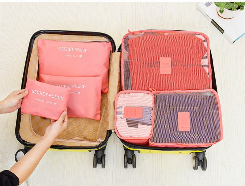 6 PCS Travel Storage Bag Set For Clothes Tidy Organizer Wardrobe Suitcase Pouch Travel Organizer Bag Case Shoes Packing Cube Bag