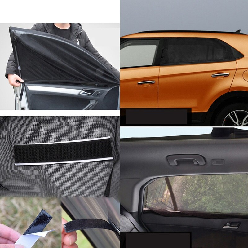 Voor Auto Zonneklep Rear Side Window Shade Mesh Stof Shade Cover Shield Uv Protector Black Auto Zonnescherm Gordijn Voor de Meeste Auto 'S