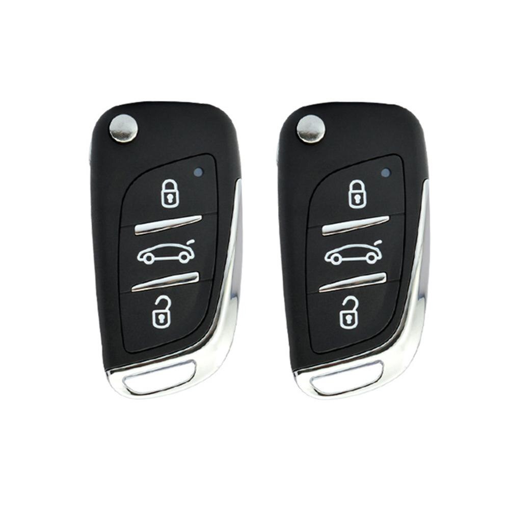 Universel bil auto nøglefri adgangssystem knap start stop led nøglering centralsæt dørlås med fjernbetjening biltilbehør: 6