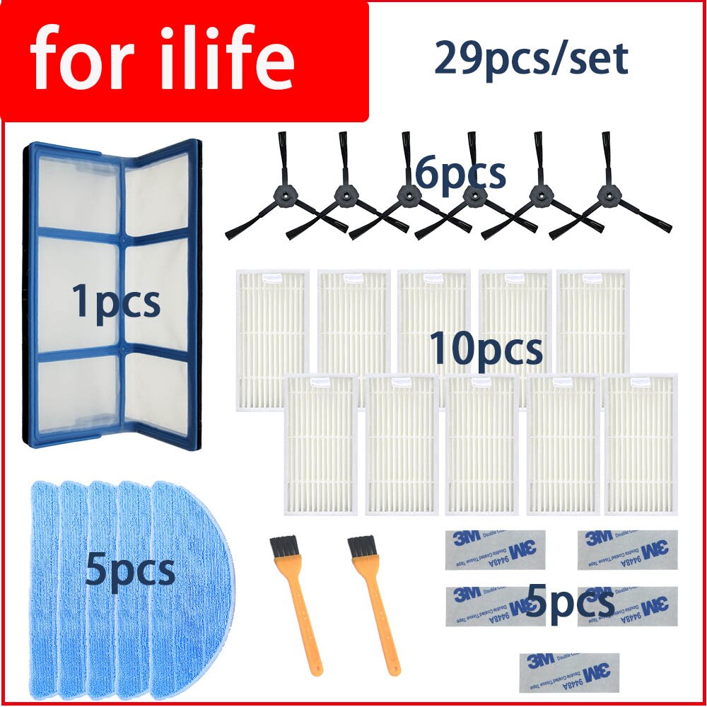 Per ilife v5 v5s V3 V3s v5pro V50 V55 x5 v5s pro aspirapolvere robot parti spazzola laterale filtro antipolvere primario mop filtro Hepa: C