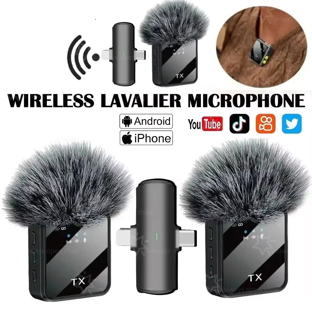 draadloze microfoon Ruisonderdrukkende mini voor Apple Android Opladen Draagbare podcast Ruisonderdrukkende clip-on microfoon