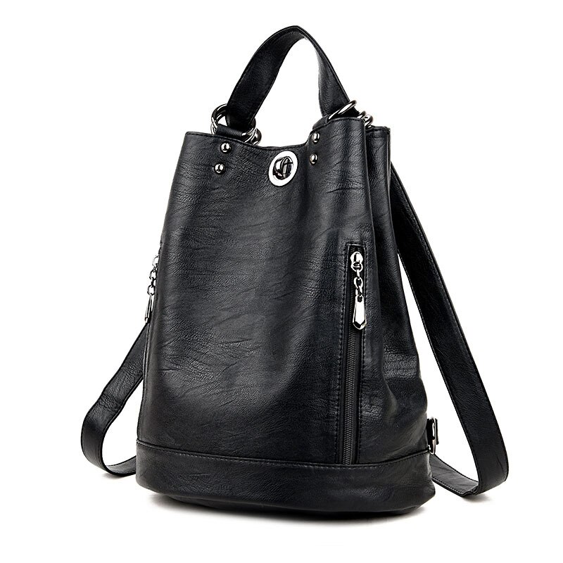 Frauen Rucksack leder tasche frauen reise hängen tasche frauen Rucksack frauen schul leder tasche: Schwarzes