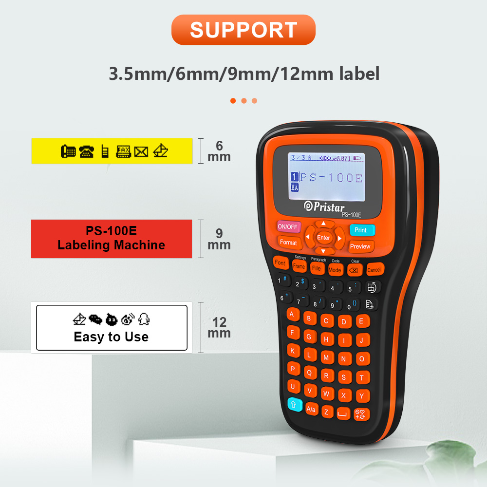 Portable Label Printer PS100E Print Heat Shrink Tube Iron on Fabric Tape Satin Ribbon Similar as E1000 PRO PT-H110 Label Maker