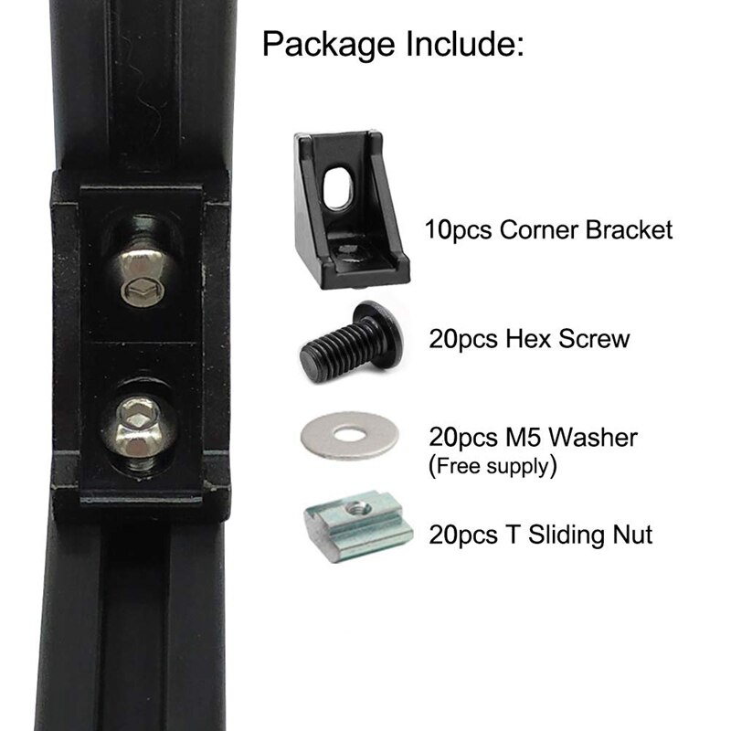 Series Aluminum Profile Connector Set, Angle Bracket, T-Nut , Suitable for Slot 6 mm 20S Aluminum Rail Fitting