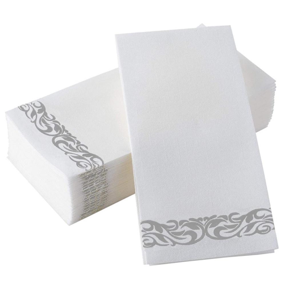 Serviettes en papier de soie jetables 50 pièces essuie-mains en papier doux sans poussière: Argent