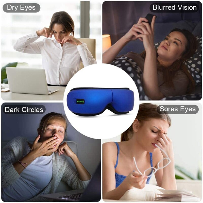 Eye Massager, Verlichten Ogen Donkere Kringen Ogen Zakken Droog Eye Verbeteren Slaap, Draagbare Elektrische Bluetooth Eye Massager