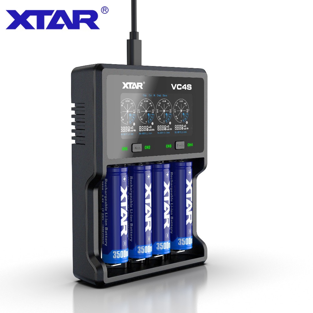 XTAR VC4 S VC4S QC3.0 charge rapide, Max3A pour fente unique appliquer à 3.6/3.7v li-ion IMR/INR/ICR/batterie 18650 14500 20700 21700