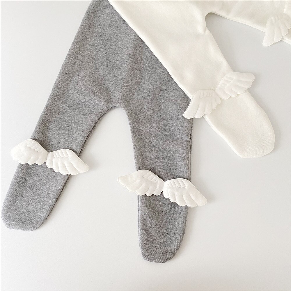 Collant in cotone per ragazze carino ali d'angelo collant bambini autunno inverno traspirante collant per bambina calze bianche per bambini
