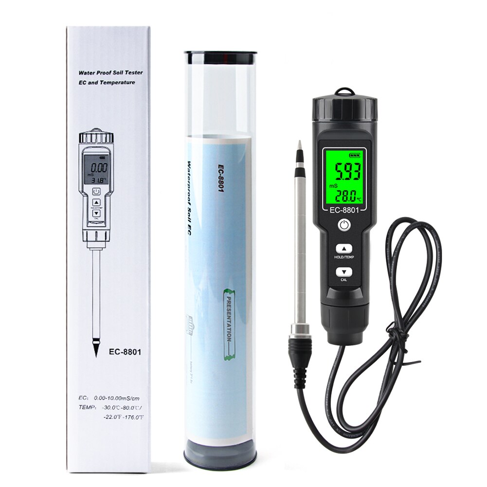 Yieryi-probador de tierra EC/TEMP, 0,00-10,00 MS/s, medidor Digital de mano para jardín, herramientas de prueba de suelo, plantas en maceta, jardinería y agricultura,: EC-8801BB