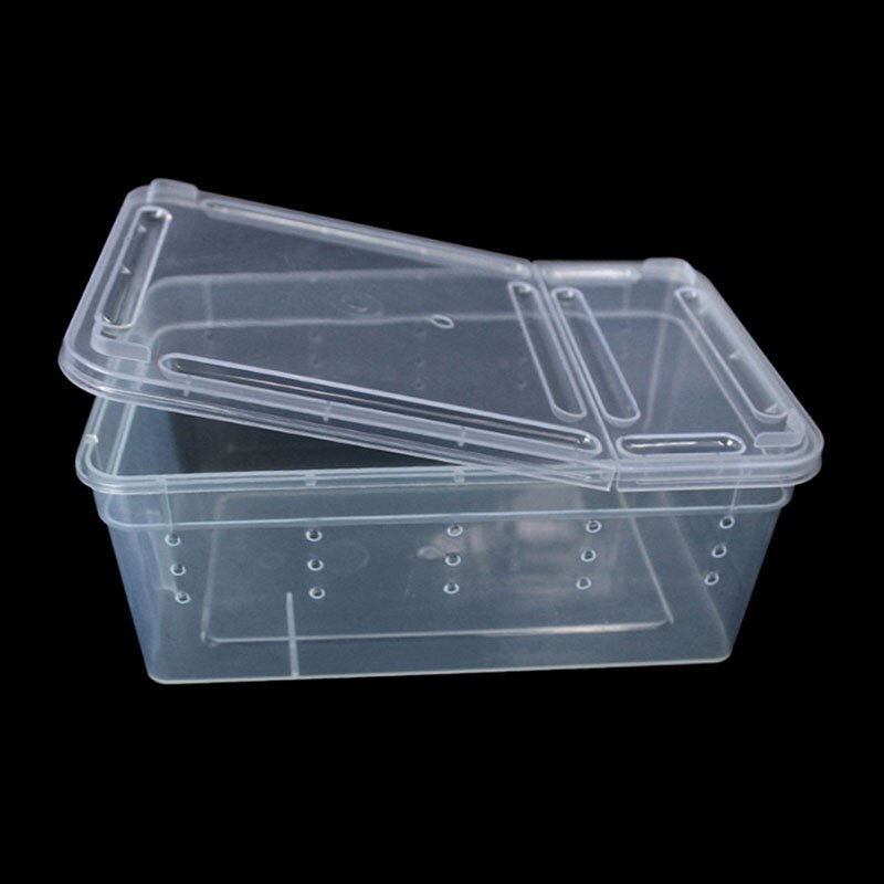 nueva caja de plástico transparente reptil de insectos transporte de cría de alimentos vivos caja de alimentación