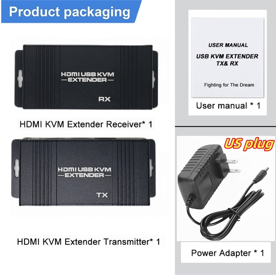 60M HDMI KVM Extender HDMI Extender with USB KVM Control RJ45 60m over IP Cat6 POC Mouse Transmitter Receiver for PC Computer: Glod