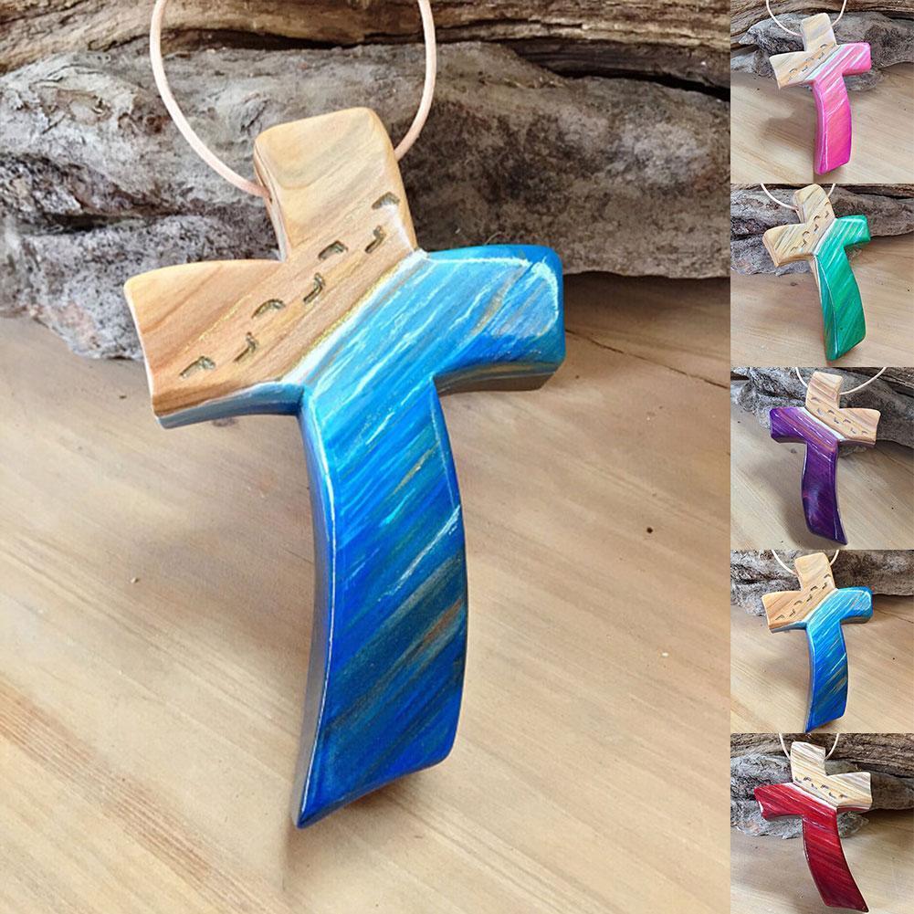 Handgemaakt Houten Kruis Hangend Ornament - Christelijke Woondecoratie - Lichtgewicht