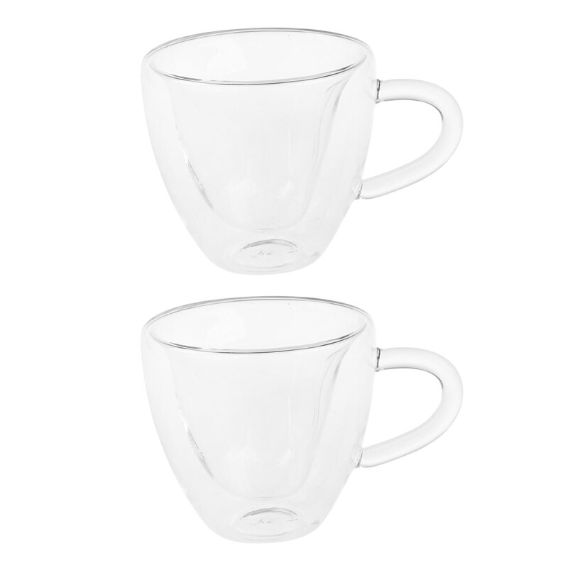 -2 Pcs Mode Hartvormige Transparant Glas Cup Maat: L & S: Default Title