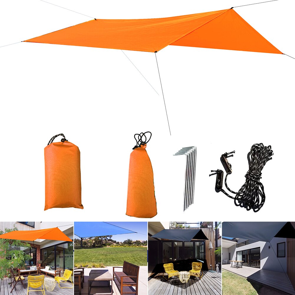 3x3m Sun Shelter Awning Tent Tarp Outdoor Camping Rain Fly Anti UV Beach Tent Shade Camping Sunshade Canopy: Orange