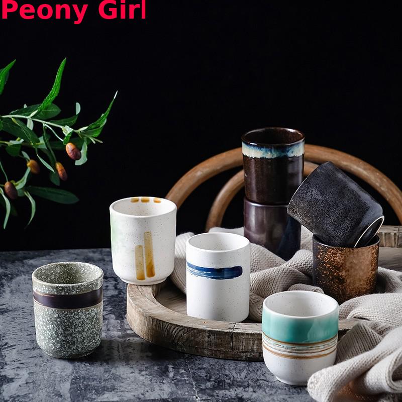 200ml Japanese Style Ceramic Tea Cups Coffee Cups Kiln Pigmented Mugs Creativity Office Teacup Retro Drinkware