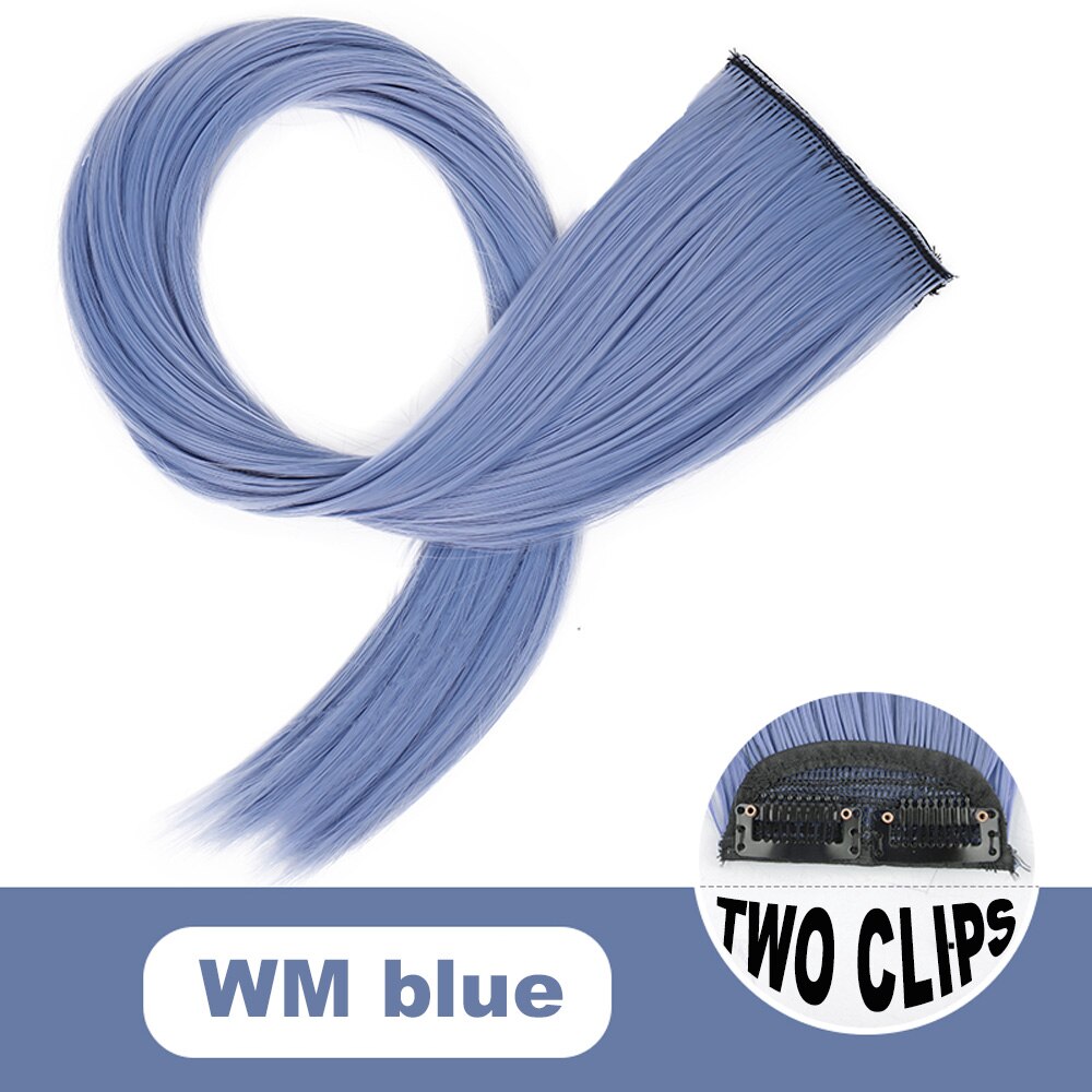 Xg color strip extension 22 tommer clip in hair extensions lange lige ombre frisurer 8 farver tilgængelige til kvinder hovedbeklædning: 2c- wmblå