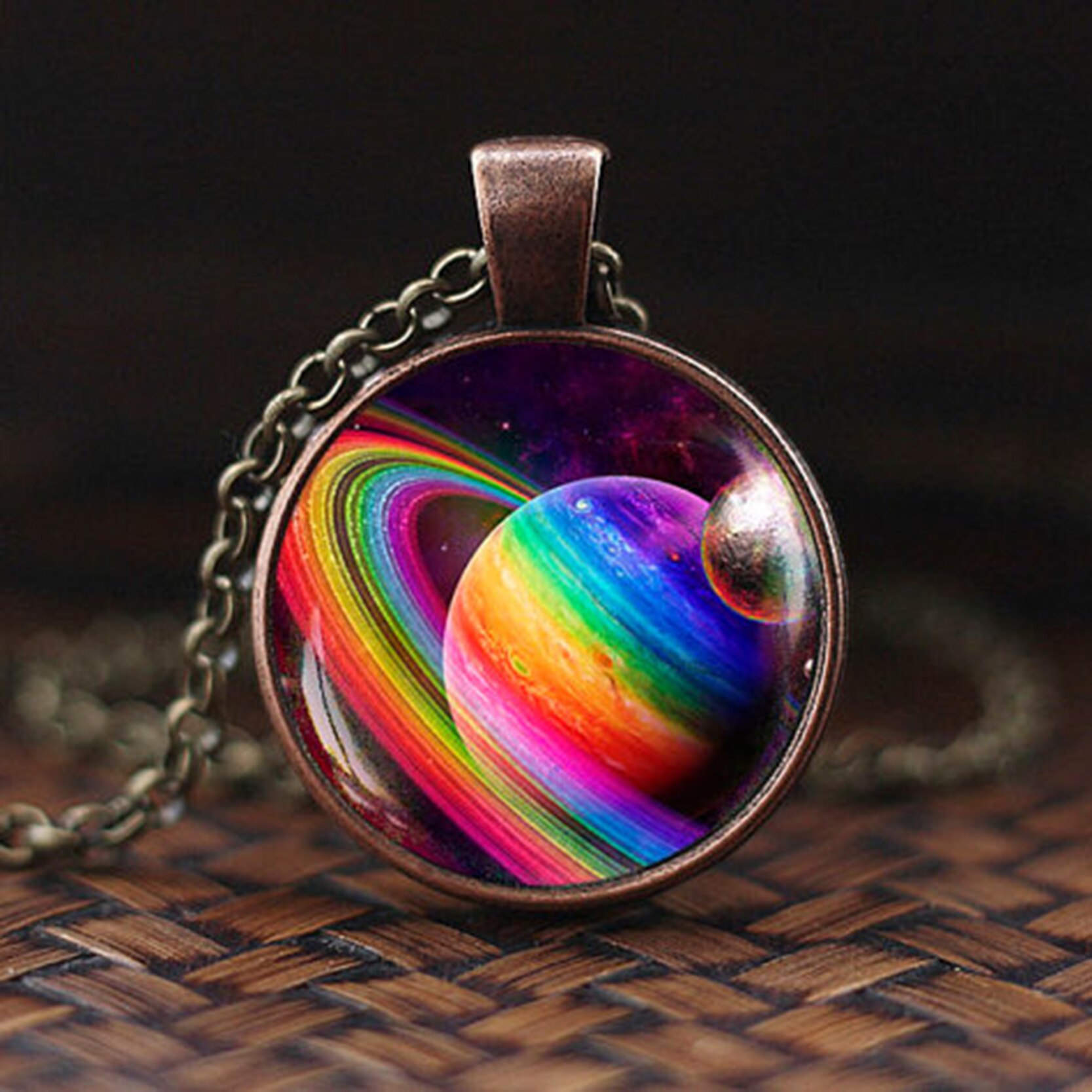 Charming Nebula Necklace Galaxy Space Glass Cabochon Pendant Solar System Jewelry Space Universe Necklace Milky Way Jewelry: 3