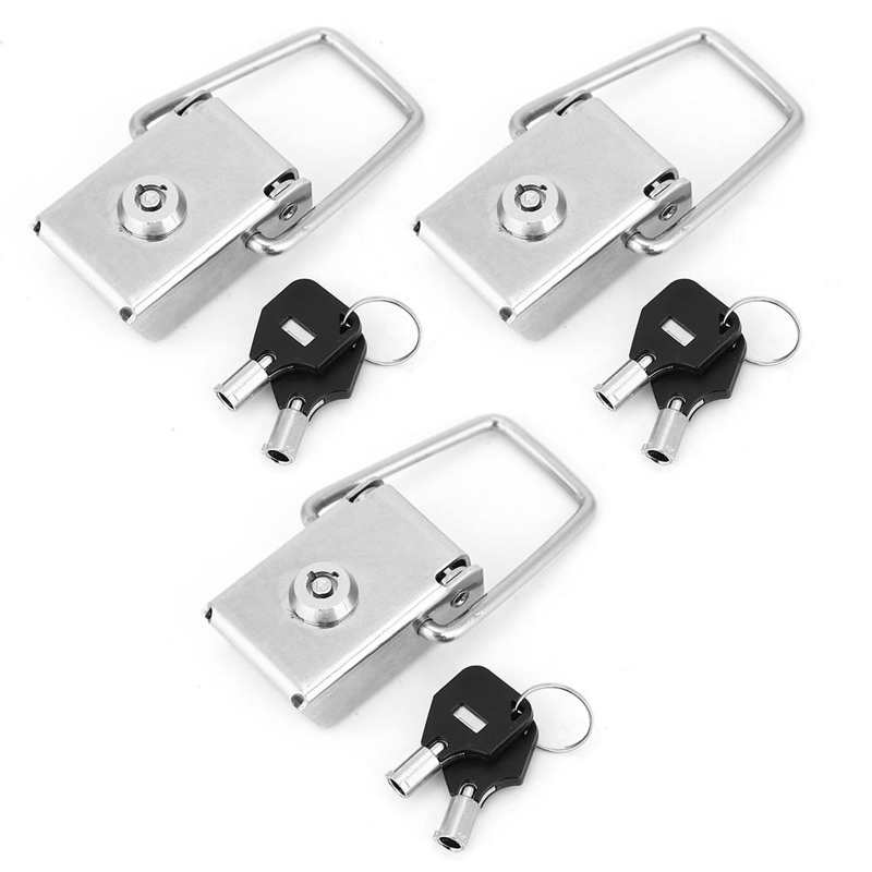 Stainless Steel Hasp Safety Lock Box Case Toggle Latch Catch Buckle Clasp with 2 Keys Hasp