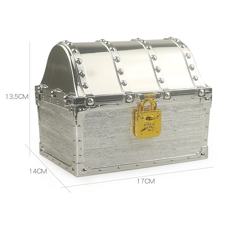 Doldoly Piraat Schatkist Doos Sieraden Opbergdoos Case Home Decoratieve Slaapkamer Opslag Speelgoed Box Party Gunsten Props: silver chest