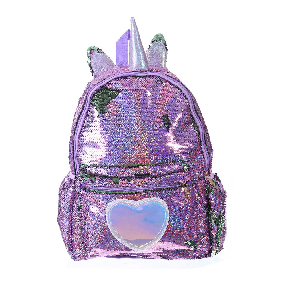 Schooltassen voor tienermeisjes, pailletten, hartvormige reistas, dames, glitter schoudertas, schooltas, mochila feminina: Paars