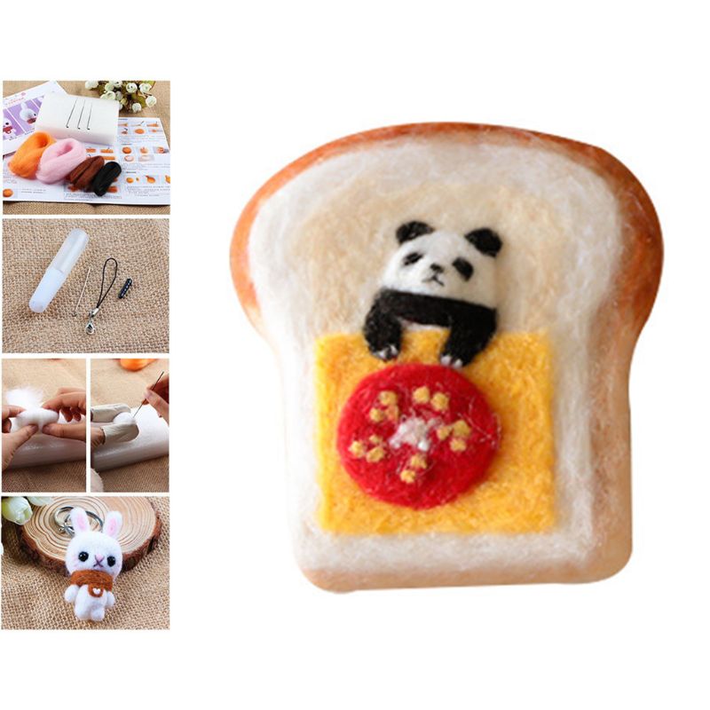 Pan de la torta de lana manualidad de fieltro DIY inacabado pinchado Kit para manualidades Material bolsa de paquete de M0XD: 2
