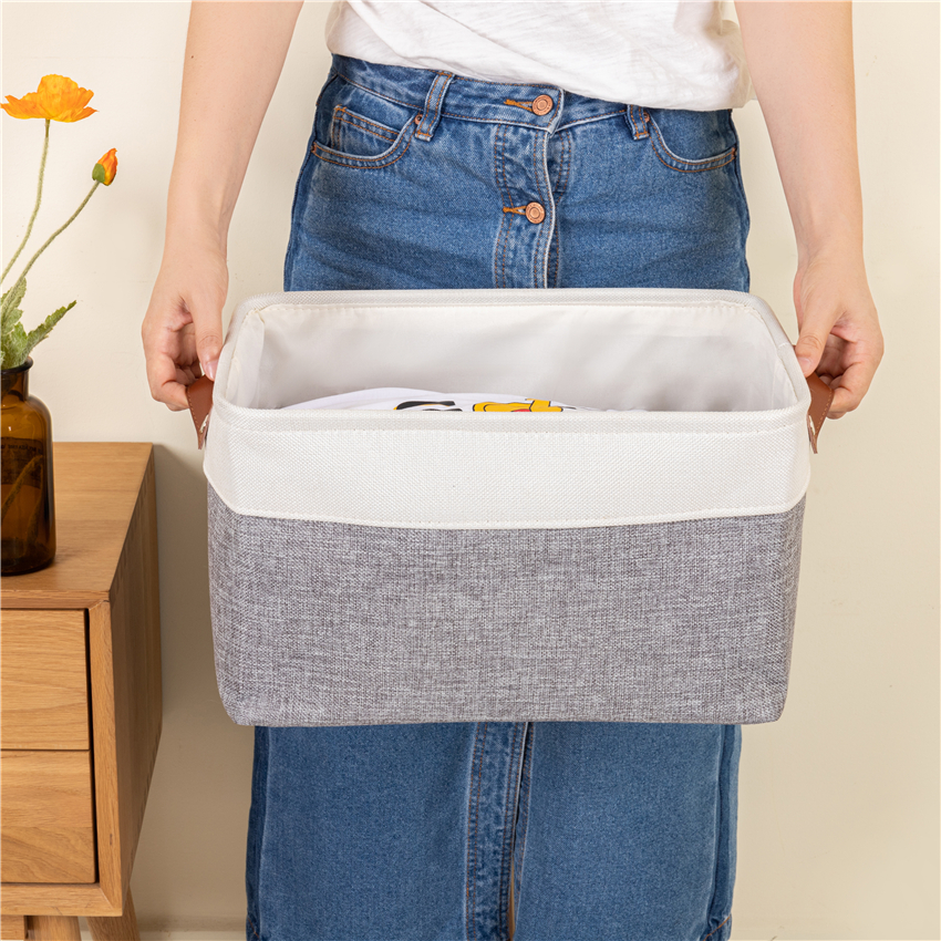 Grote Stof Opslag Mand Speelgoed Dozen Decoratieve Manden Met Lederen Handvat Inklapbare Manden Voor Organizing Opslag Mand