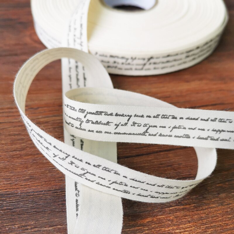 100meter Handschrift Woorden Katoen Lint Naaien Tape Stof Singels Handgemaakte Lint Voor Cadeaupapier Party Jurk Naaien Lint