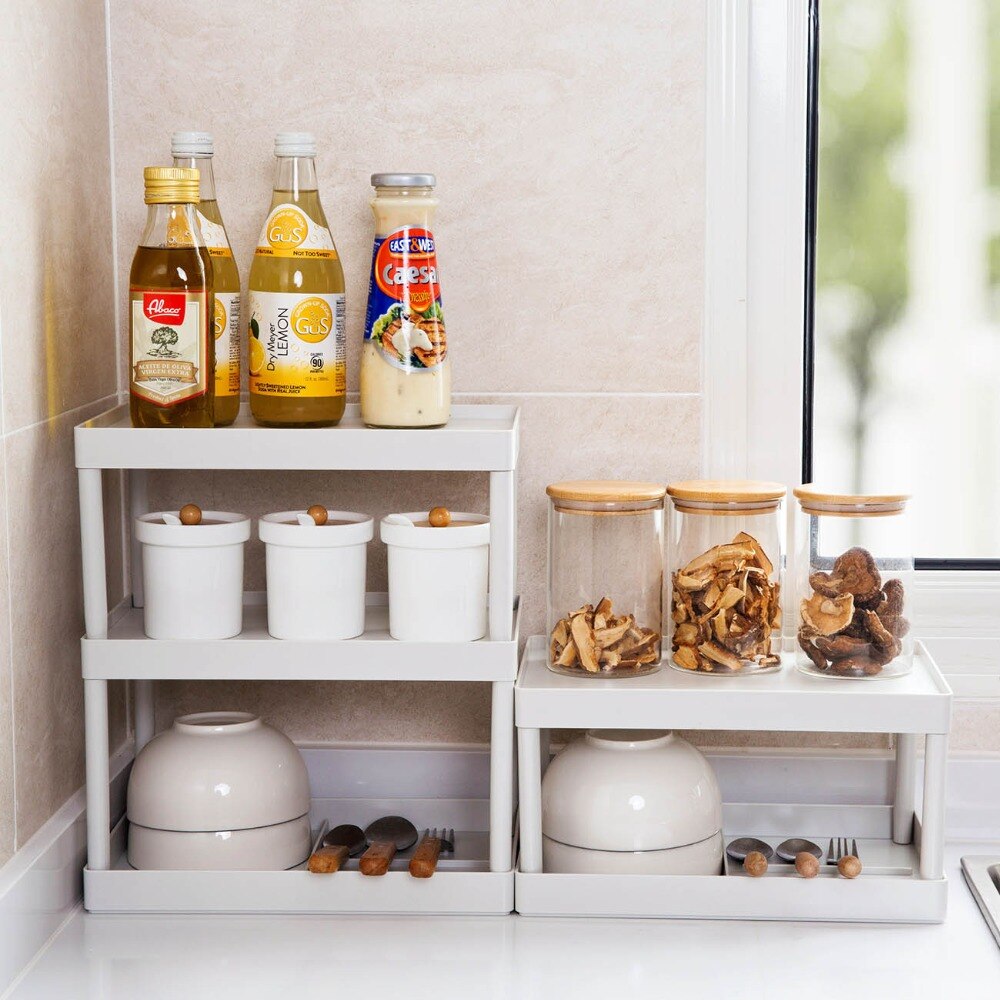 OTHERHOUSE Desktop Cosmetic Storage Rack Shelf Makeup Organizer Bathroom Kitchen Crute Storage Rack Multilayer Detachable