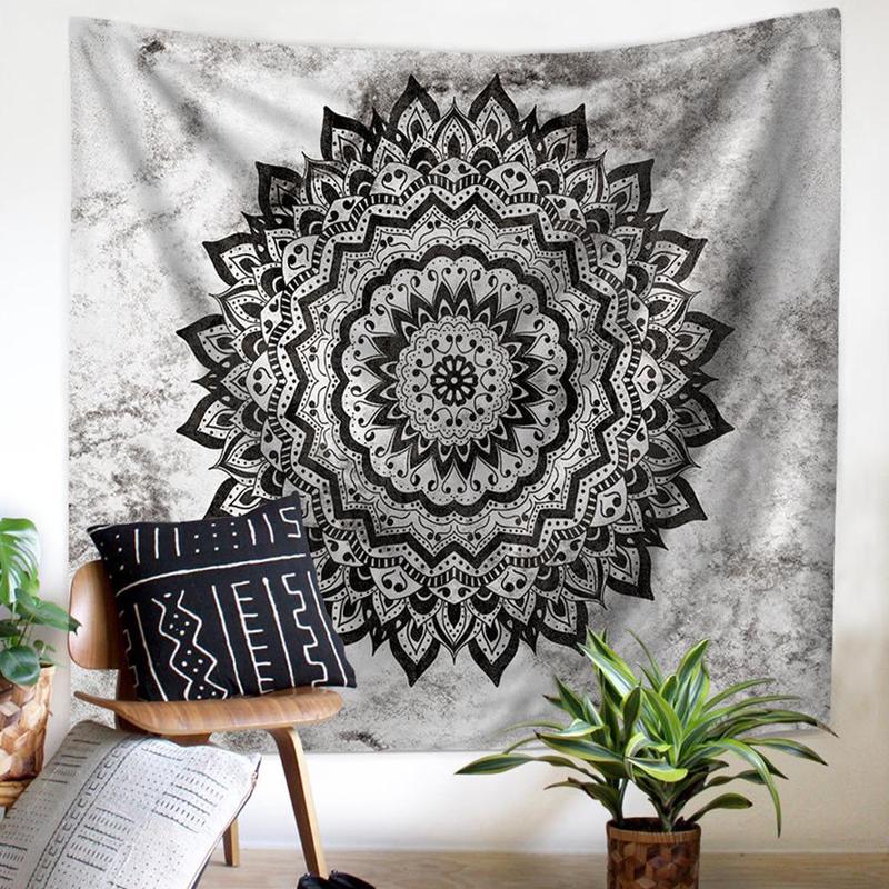 Tapiz de Mandala negro, tapiz de Mandala bohemio, tapiz de Mandala gris, mármol, dorado, azul, para colgar en la pared, tapiz indio bohemio de playa, manta, colchón