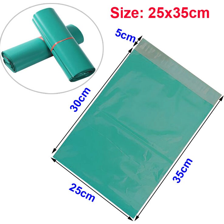100 Stks/partij Plastic Envelop Self-Adhesive Seal Koerier Opbergzakken Wit Groen Roze Plastic Poly Envelop Mailer Tassen: green 25x35cm