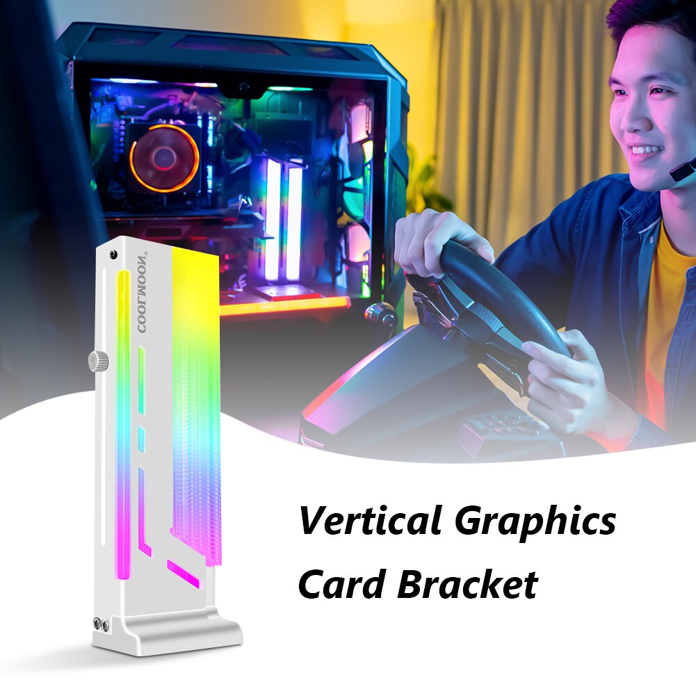 Coolmon Cm-Gh2 Vertical Gpu Bracket Cooling Supports Colorful 5v a-Rgb Bracket Computer Graphics Card Bracket Gpu Bracket