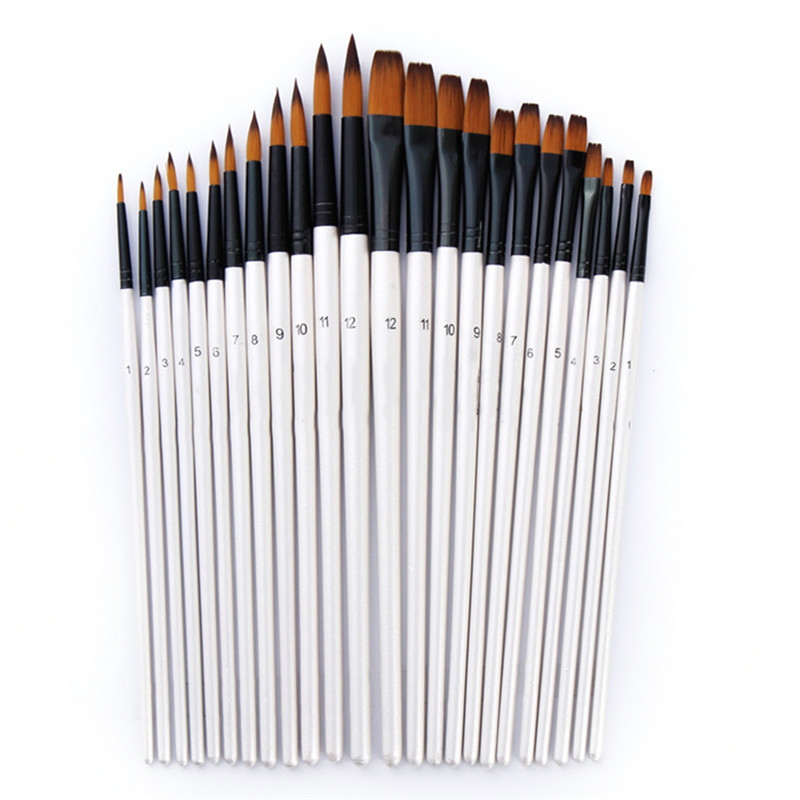 Set van 12 penselen voor kunstenaars, acryl, olieverf, aquarel, knutselen, model, schilderen op nummer, penselen