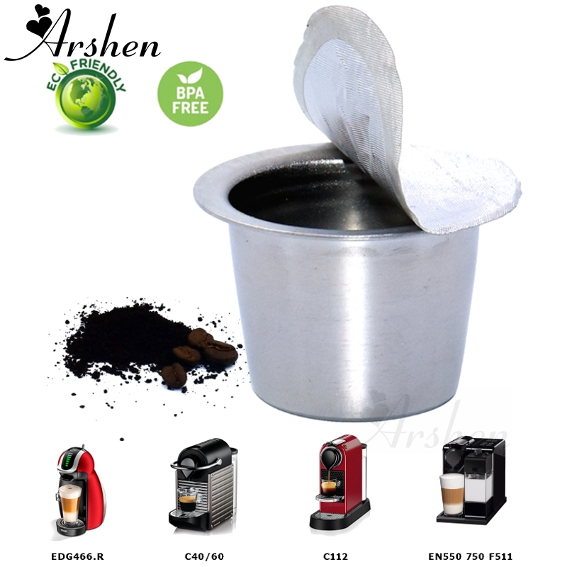 Arshen Stainless Steel Refillable Coffee Capsules Refilling Nespresso Capsule Coffee Reusable Coffee Machine Coffee Filter Cup