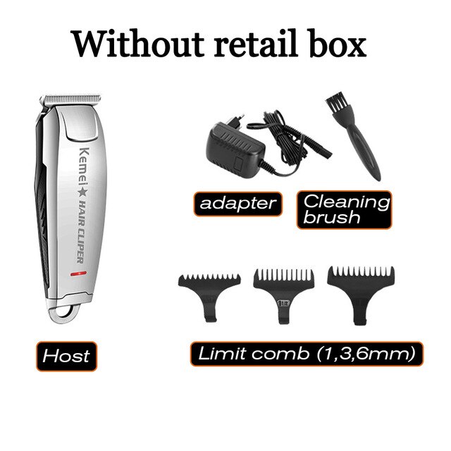 Kemei mini hårklipper 0mm elektrisk trimmer barbermaskine km -2812 udskæring hår skæg trimer maskinstyling værktøjer: Uden kasse