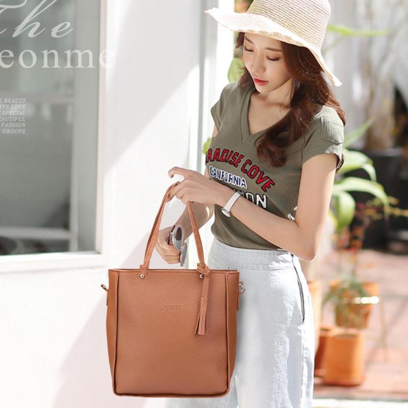 4-Piece PU Leather Totes Set - Women's Shoulder Bag, Clutch, Card Holder & Messenger Bag