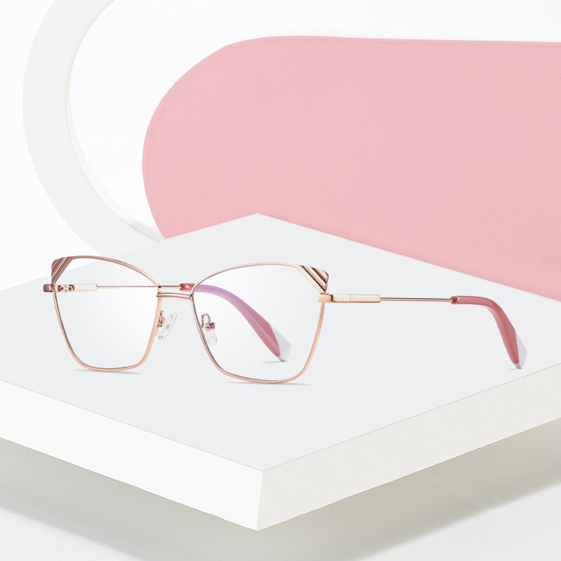2022 Women Glasses Frame Stylish Female Optical Eyeglasses Prescription Eyewear Full Rim Cat Eye Alloy Spectacle
