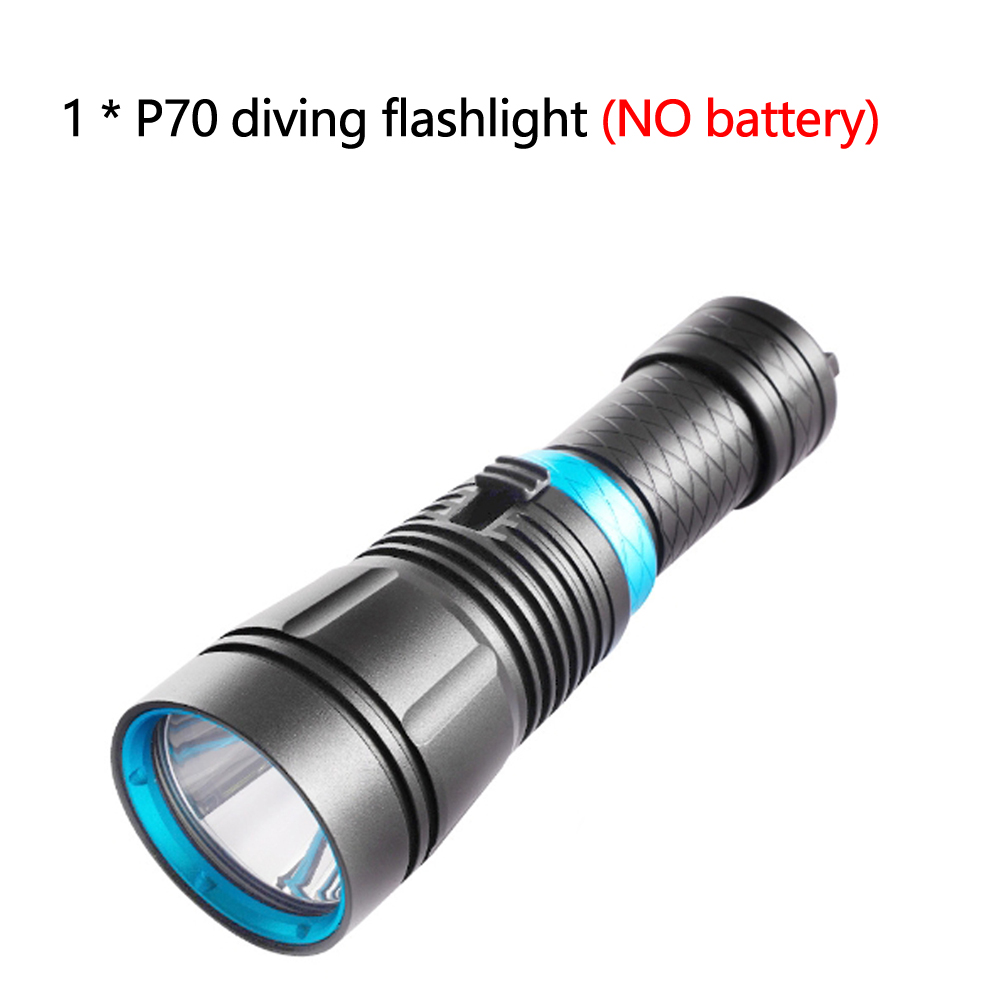 5000lm xhp 70 dykkerlommelygte 80m undervandsdykkerlommelygte ipx 8 vandtæt dykkerlampe 26650 batteri: Blå / Sort