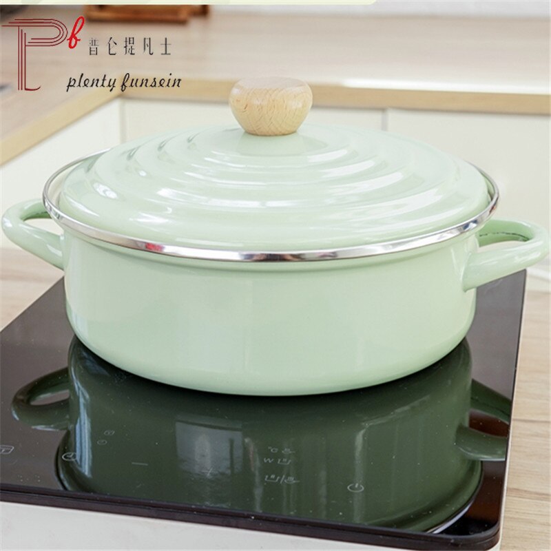 Enamel milk pot, snow pot, baby food aid pot, cooking noodles, instant noodles pot, single handle electromagnetic furnace gas