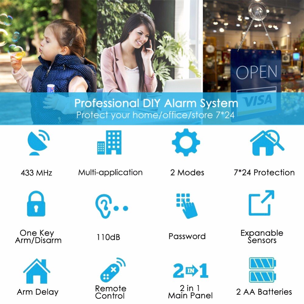 Cpvan P3R Alarm Sirene Draadloze Inbreker Alarmsysteem Open Herinnering Sensor 433Mhz Raam Deur Sensor Te Detecteren Open deur