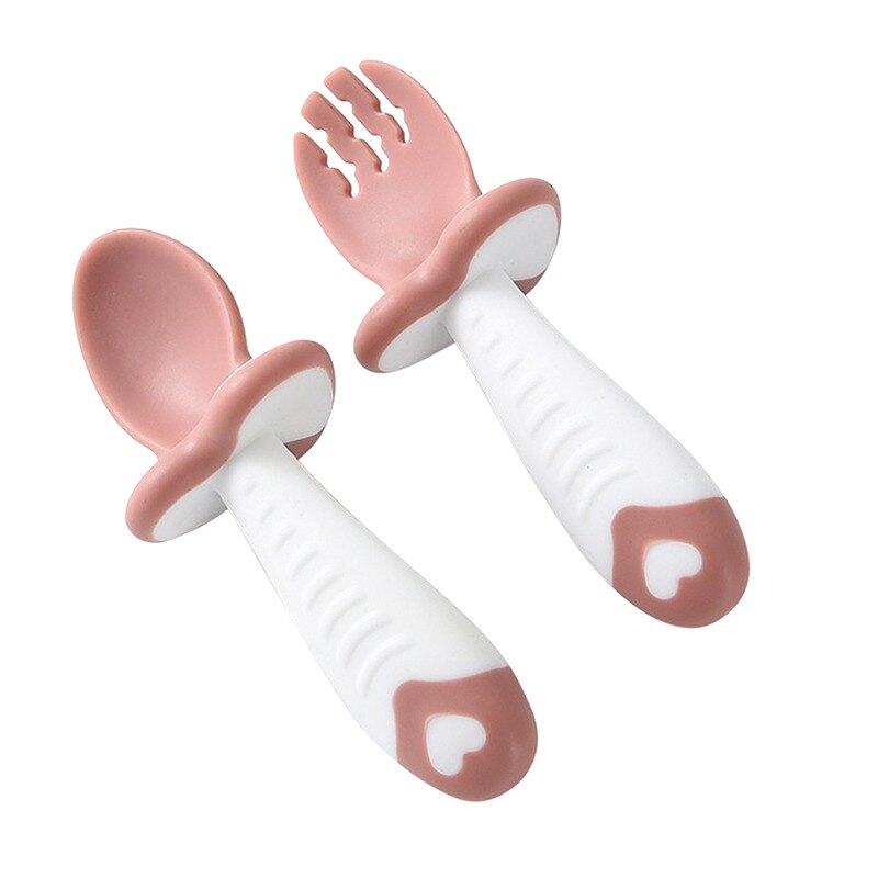 Cuchara y tenedor de cabeza suave para entrenamiento de bebé, juego de tenedor cuchara sin BPA: G435796