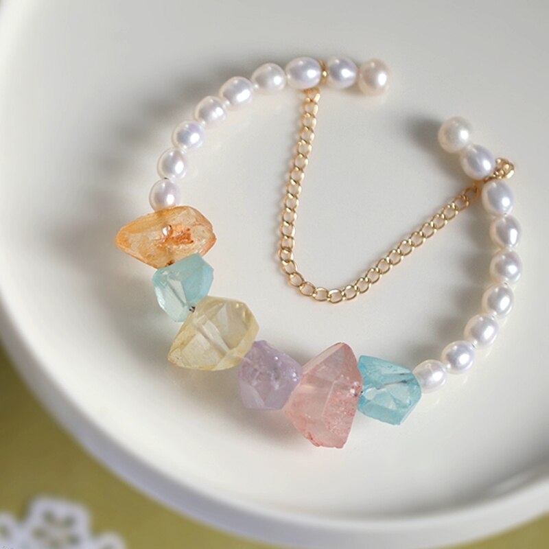 Verstelbare Natuurlijke Amethist Barokke Witte Parel Armbanden Voor Meisje Beste Vriend Luxe Stone Sieraden