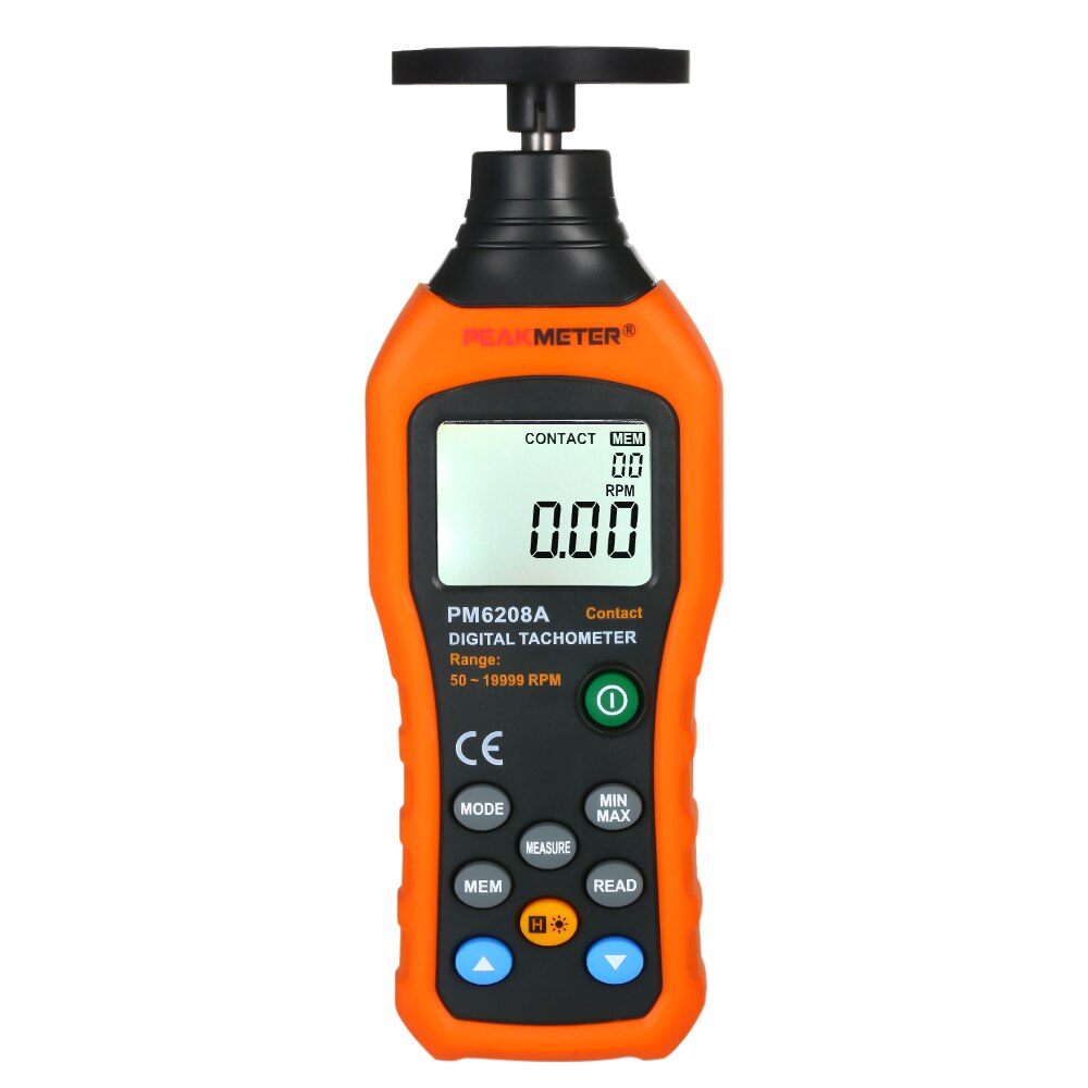 PEAKMETER Digital Tachometer Handheld Contact Motor Tachometer LCD Speedometer Tach RPM Meter Contact-type Digital Tachometer