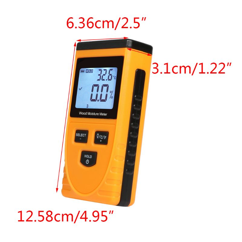 Digital LCD Display Inductive Wood Moisture Meter Ambient Temperature Tester