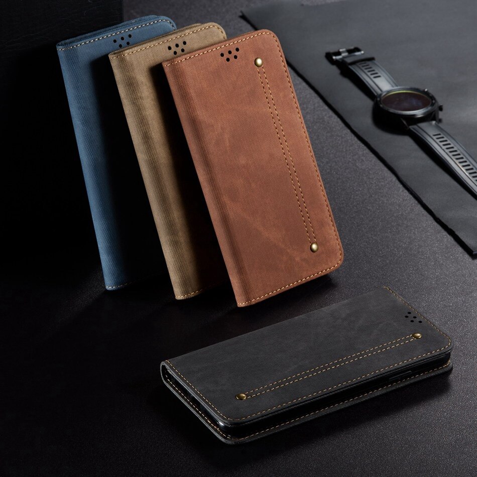Retro læder tegnebog taske til oppo realme  c15 c11 flip cover pose kortholder stativ sag til realme  c11 c15 telefon sager